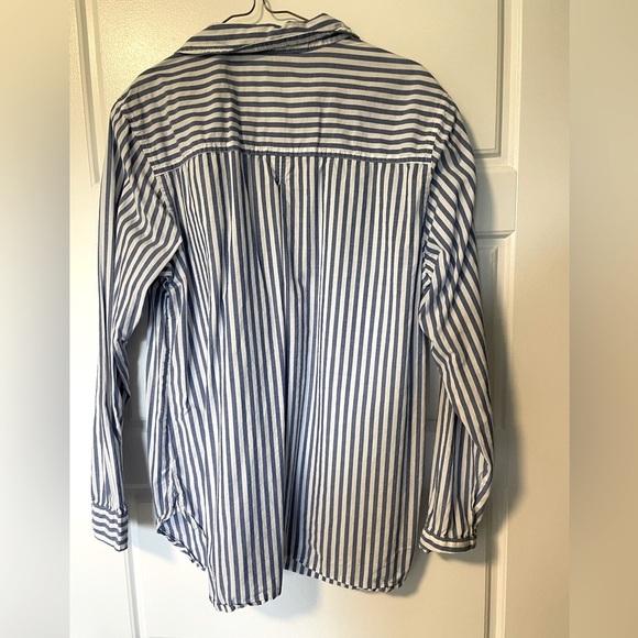 Blue and White Striped Women's Top - Picture 3 of 5